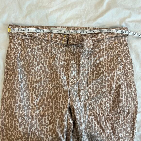 by Anthropologie The Wanderer Animal Print Pants Belted Straight Leg Tan 32 - Picture 6 of 14